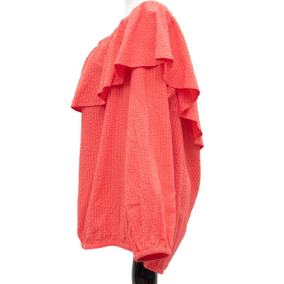 Michael Kors Coral Off Shoulder Ruffle Peasant Top Plus Size 2X - Picture 2 of 9